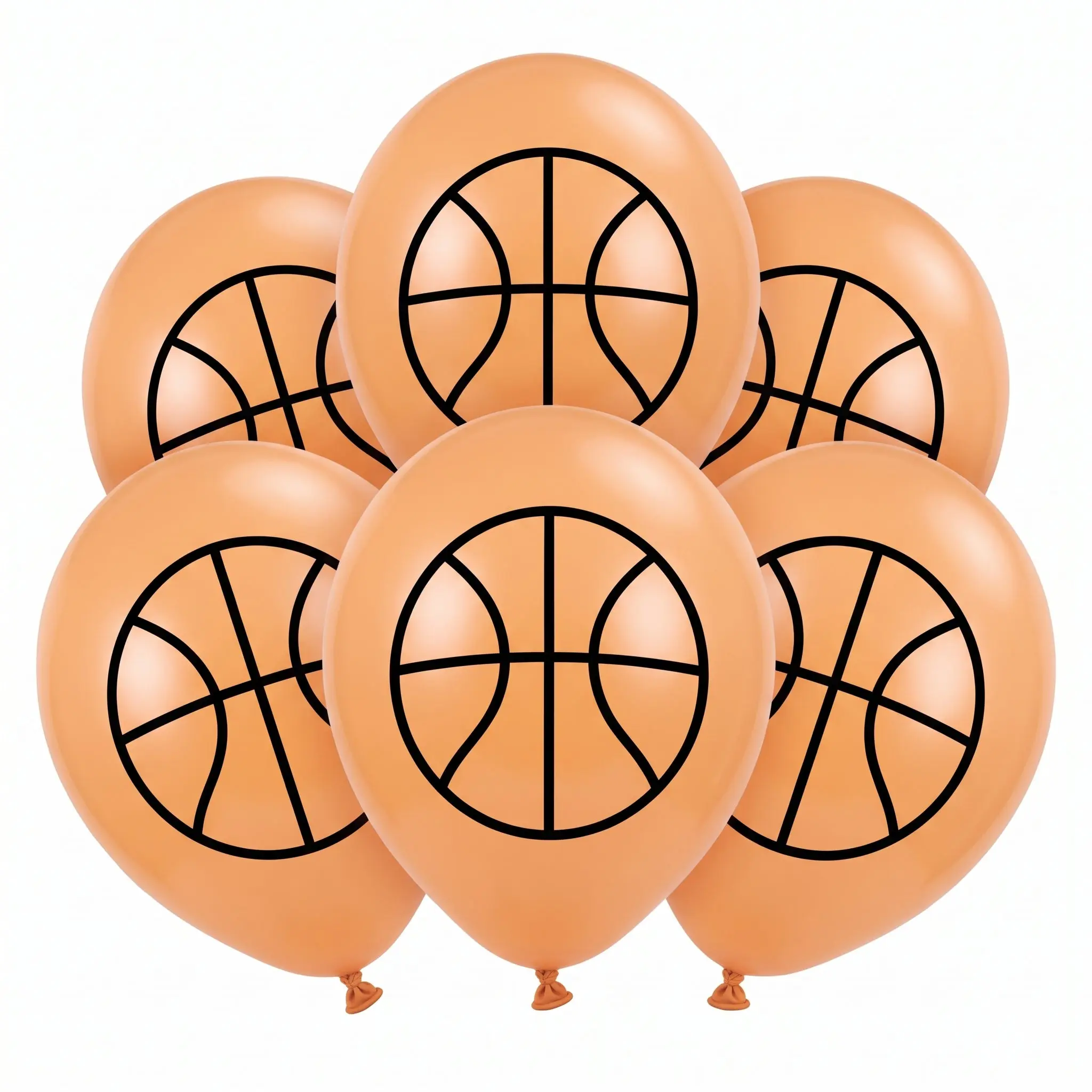 Basketball-Themed "Nothin' But Net" Latex Balloons - 12-Inch, 6-Pack