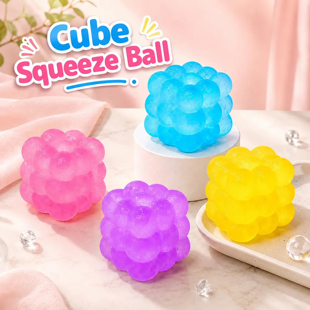 Cube Squeeze Ball – Soft Bubble Cube Squishy Fidget Toy, Sensory Stress Relief Gift for Kids
