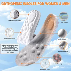 4D Cloud Insoles for Men and Women Memory Foam Cloud Insoles Super Soft Anti-Fatigue, Shock Absorption, Relieve Foot Pain