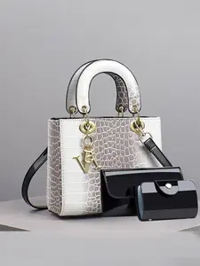 3-Piece Crocodile Pattern Fashion Retro Crossbody Bag Set, Large Capacity Multifunctional Shoulder Bag, Stylish Ladies' Handbag for Travel & Shopping