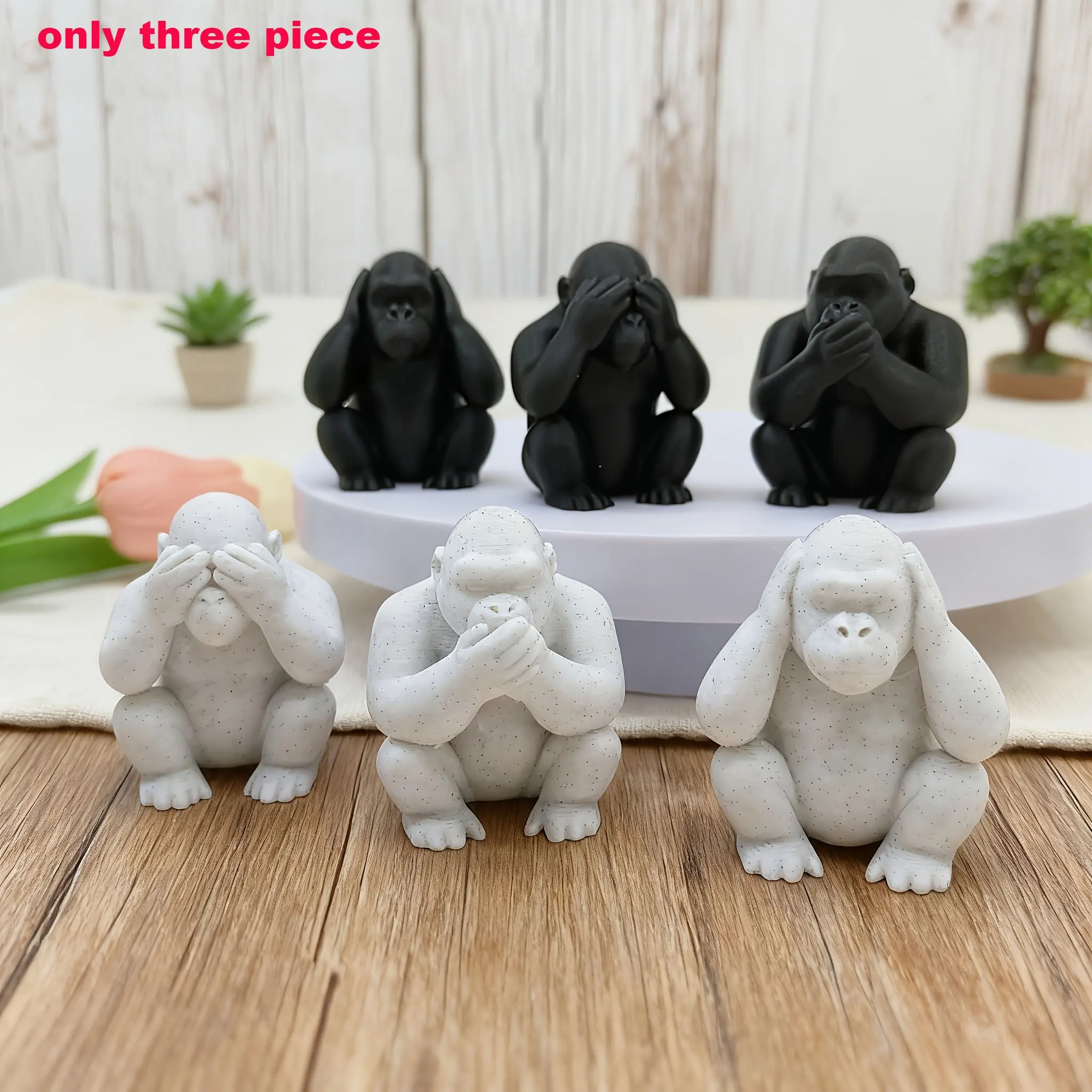 Three Wise Monkeys Figurine Set (three No Monkeys), Lucky Plastic Decorative Statues, Statue Figurines, Home Office Decor, Figure Decor, Perfect Holiday Gift, Valentine's Day Mother's Day Father's Day