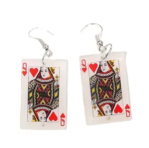 Creative Texas Poker Drop Earrings Playing Cards Hook Earrings For Women Girls Jewelry Gift