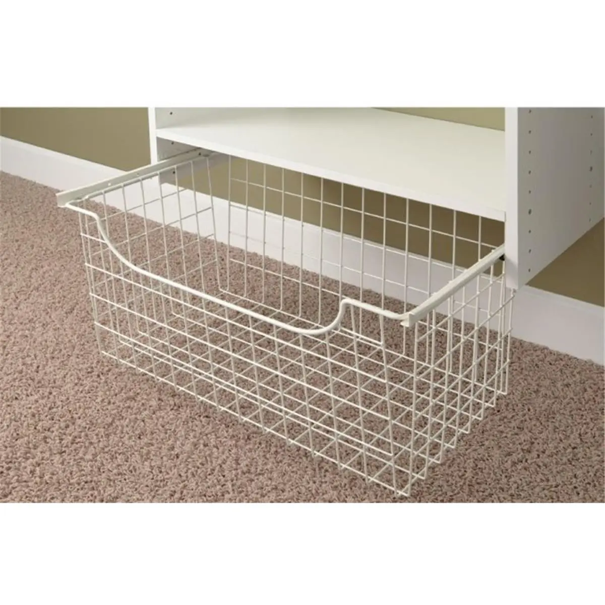 212 MAIN White Metal Mesh Rectangle Closet Organizer - 24x12 in Wire Basket, Space-Saving Easy Track-Fit Home Storage Solution for Laundry Storage, Fits 24" Wide Closets