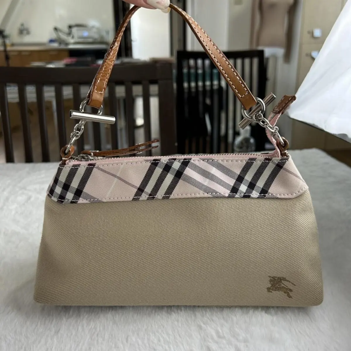 Pre-owned BURBERRY As Shown Shoulder Bags Nova Check Trim Canvas Mini Bag