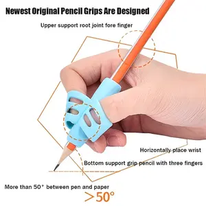 4pcs Writing Pencil Pen Holder, Silicone Assisted Grip, Posture Orthosis for Students, Learn Practice Tool
