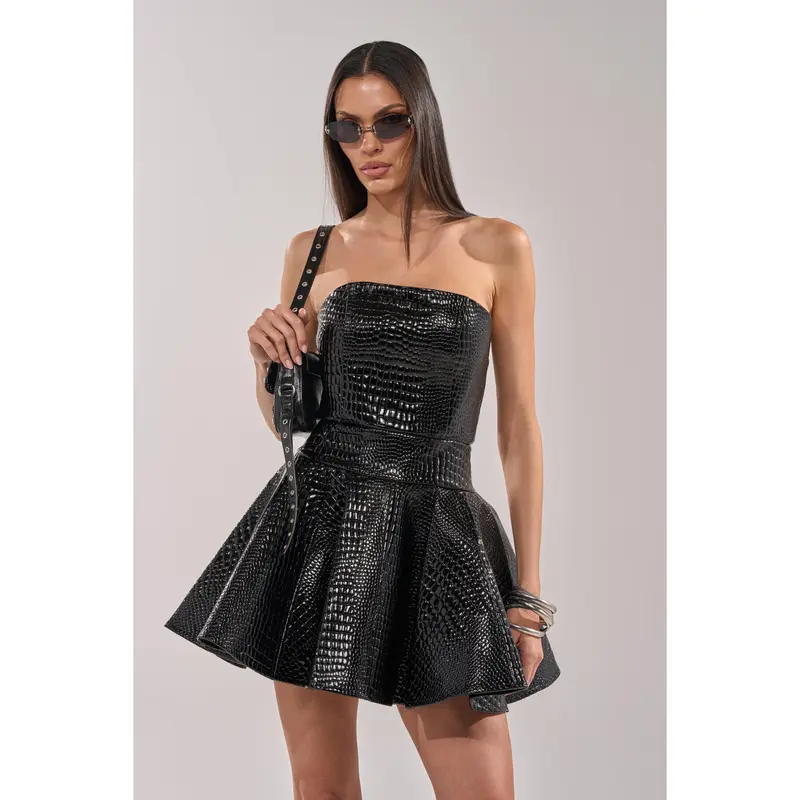 slim fit dress slacks Savana Faux Croc Leather Skirt main image 1