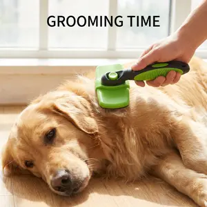 Automatic Retractable Self-Cleaning Deshedding Comb for Dogs & Cats, Ergonomic Handle Grooming Tool, Reduces Shedding Up to 90%, Suitable for Long & Short Hair Pets