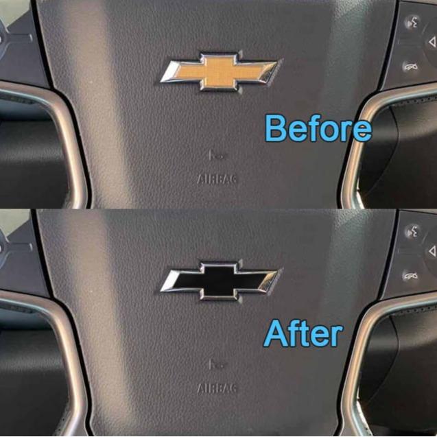 Blackout Steering Wheel Emblem Overlay Decal for 2014-2024+ Chevrolet Silverado 1500 – Matte or Gloss Finish, Easy Peel & Stick (Includes Backup Decal)