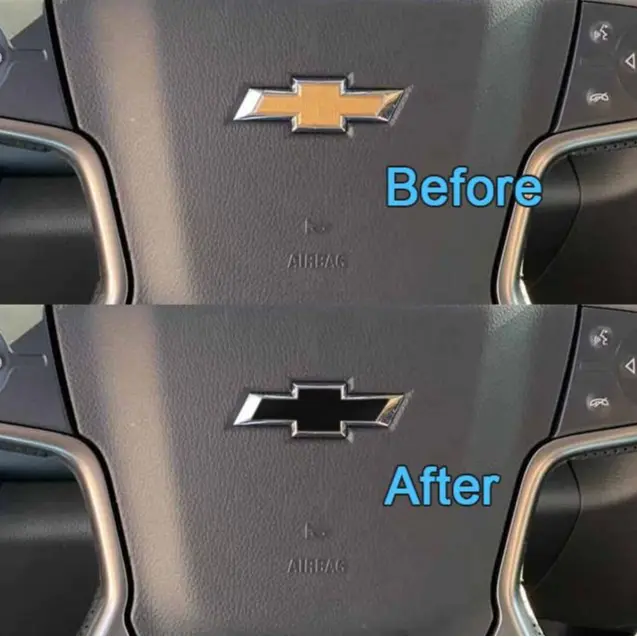 Blackout Steering Wheel Emblem Overlay Decal for 2014-2024+ Chevrolet Silverado 1500 – Matte or Gloss Finish, Easy Peel & Stick (Includes Backup Decal)