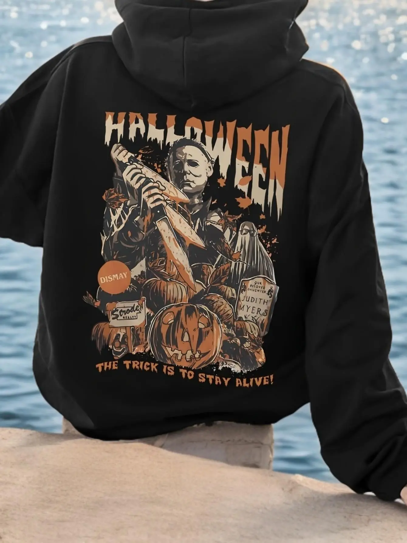 Michael Myers  Laurie Strode Halloween Graphic Hoodie for men