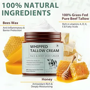 Whipped Tallow Cream Ultimate Moisture Boost Beeswax & Tallow Balm for Face Body 72hr Nourishment Locks in Moisture Skintok Tallowcream Moisturizer 120g Deep Hydration Repair