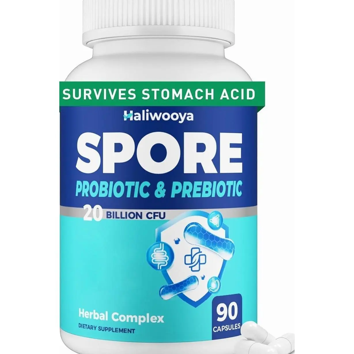 100% Spore Probiotic, 20 Billion CFU Spore Based Probiotics for Women & Men, No Refrigeration & Vegan, 90 Capsules