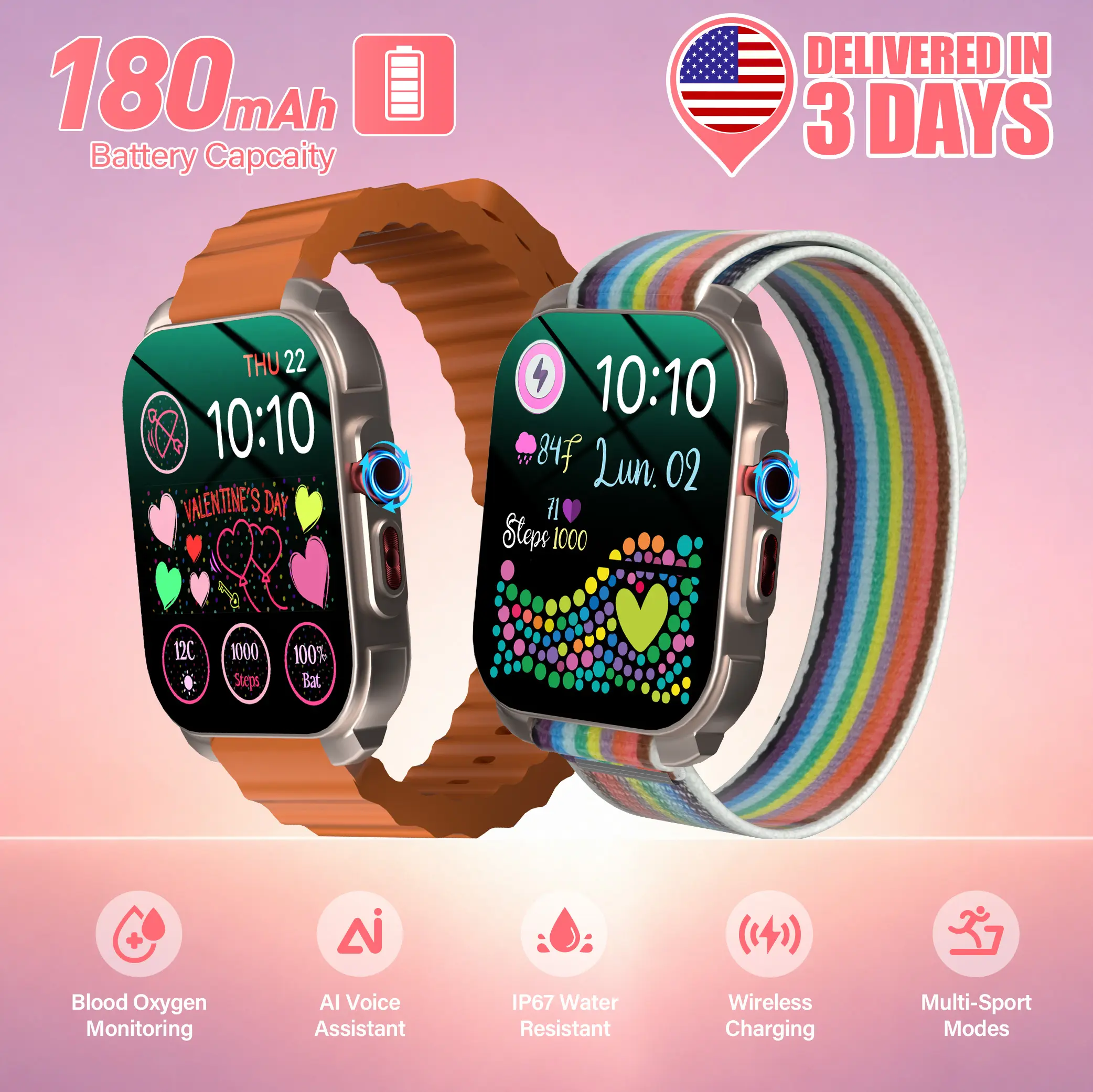Slim Smart Watch for Women – Lightweight HD Touchscreen, Bluetooth Calls, Wellness Tracker & Stylish Dual-Band Design
