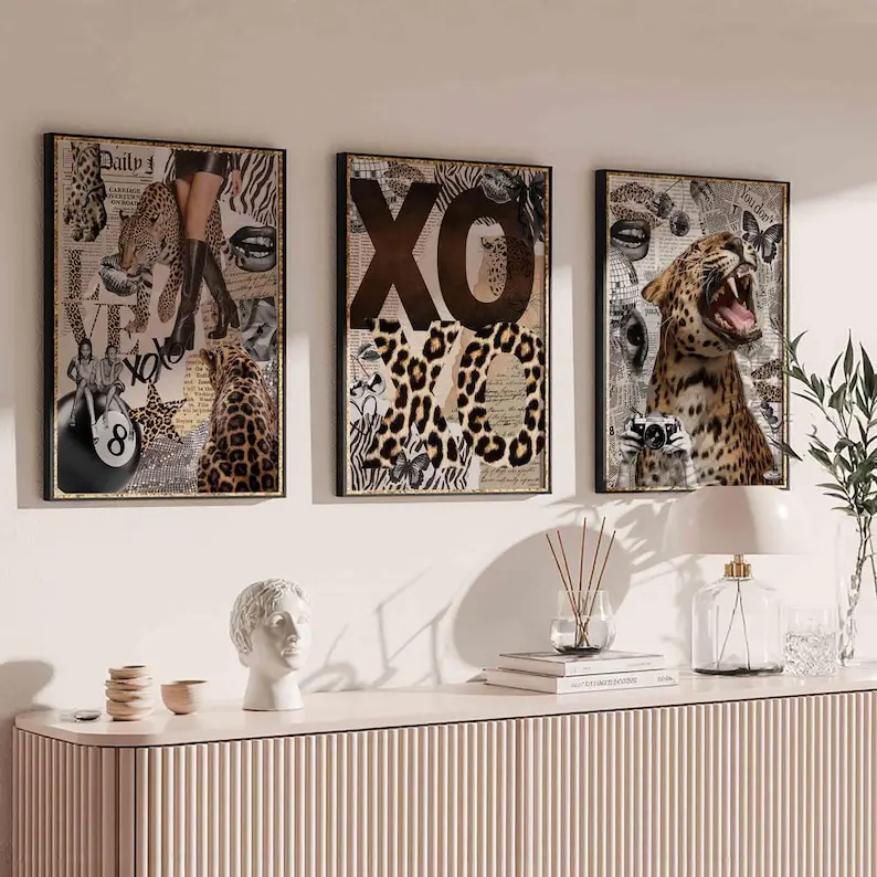 Fashion Stylish Wall Art Print - Trendy Leopard Roar Print Set of 3 - Cheetah Prints - Home Decor