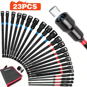 23 PCS Magnetic Nut Driver Set, Impact Drill Driver Bit 1/4" Hex Shank, Metric & SAE Nut Driver, Power Nut Drivers with Quick-release Extensions, Impact Socket Adapters, Bit Holder and Storage Bag