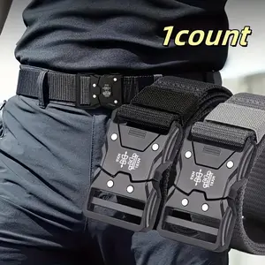 Men's Canvas Tactical Belt with Plastic Buckle, Breathable & Durable Design, Adjustable Size for Outdoor Activities, Perfect Gift Idea