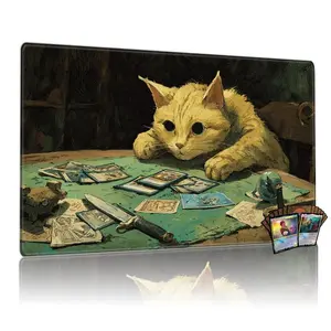 Cat Card Game Mat Mtg 11.81x24 Inch, Non-Slip Washable Playmat, Durable  Edge, Multi-Purpose Desk Mouse Pad, Gaming Mousepad
