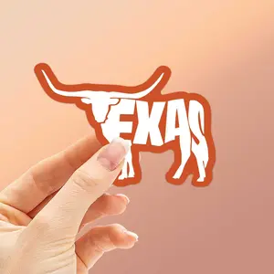 Texas Longhorn Bumper Sticker, TX Sticker for Hydroflask & Laptop, Lone Star State Rodeo Gift, Austin, Dallas, San Antonio, Houston Souvenir