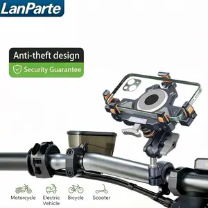 LanParte Motorcycle Phone Mount bike Phone Holder Mount Secure Handlebar Mount for 6.1-7.2" Smartphones Anti-Vibration 360-Degree Rotation Weather-Resistant BlackMilitary-grade shockproof and vibration-resistant design with anti-theft functionality,