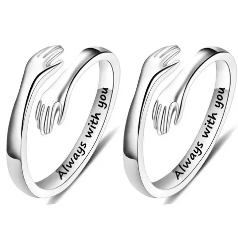 Sicbumi His and Hers Hugging Hands Adjustable Ring - Romantic Couple-Themed Jewelry, Open Promise Ring for Women & Teen Girls, Ideal Birthday Mother's Day Gifts for Loved Ones, Romantic Accessories