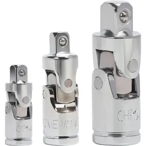 Universal Joint Socket Adapter 3pcs, 1/4, 3/8 & 1/2 in.Drive, CR-V, Impact Universal Joint Set, Access Fasteners at Any Angle