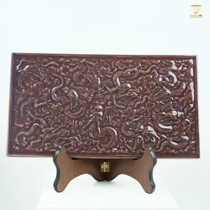 【Nine-Dragon Celadon Tea Tray by Master Li Kayang】 – Hand-Carved Artistry, Vivid Glaze, Premium Gift Box Included | Elegant Gongfu Tea Serving Plate