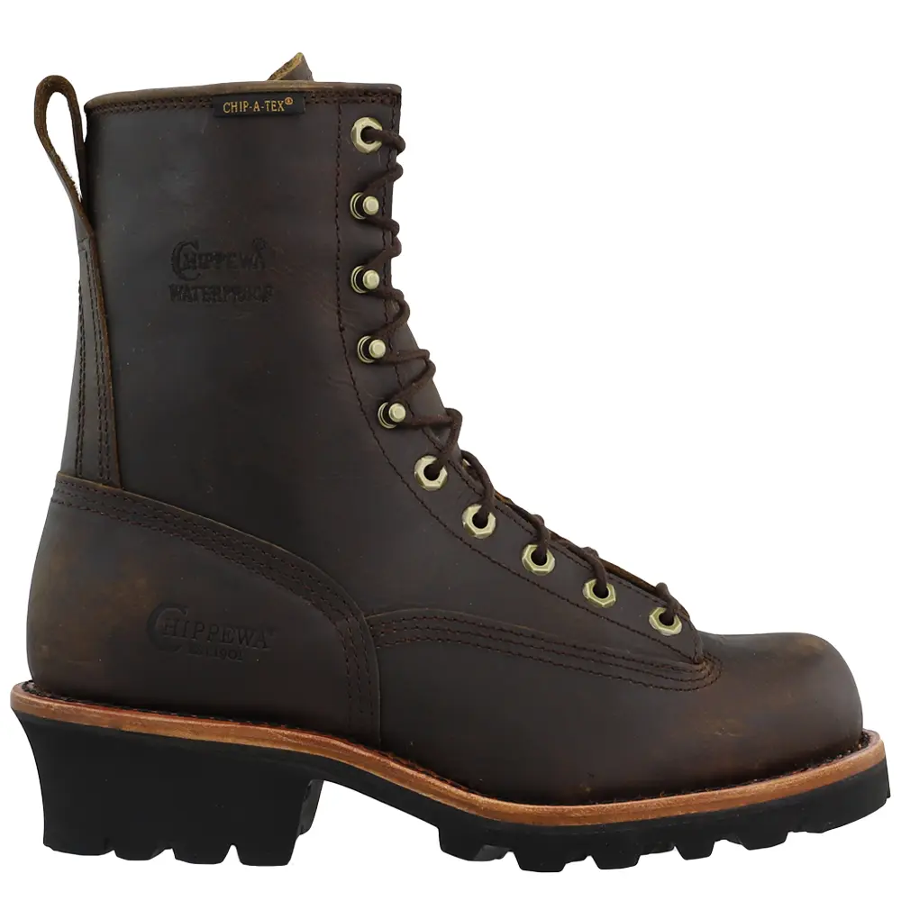Chippewa Mens Paladin Logger 8 Inch Waterproof Round Toe  Work/Duty - Brown