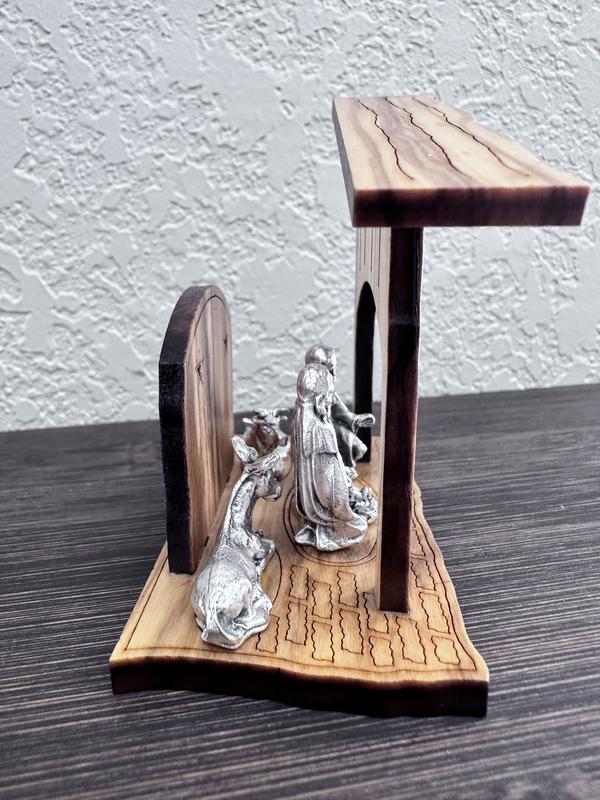 Nativity Scene Made of Olive Wood, Size 3.5x3 1/4