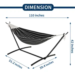 [NEW] Garvee Chasm 450 Lbs Double Hammock with Space-Saving Collapsible Steel Stand for 2 Person - Heavy Duty Portable Indoor Outdoor Hammock, Carry Bag Included - Ideal for Garden, Camping, Beach