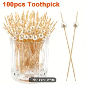 Cocktail Picks Toothpicks for Appetizers Cocktail Picks Drinks Bamboo Toothpicks Cocktail Pink Pearl Toothpicks for Food Utensils