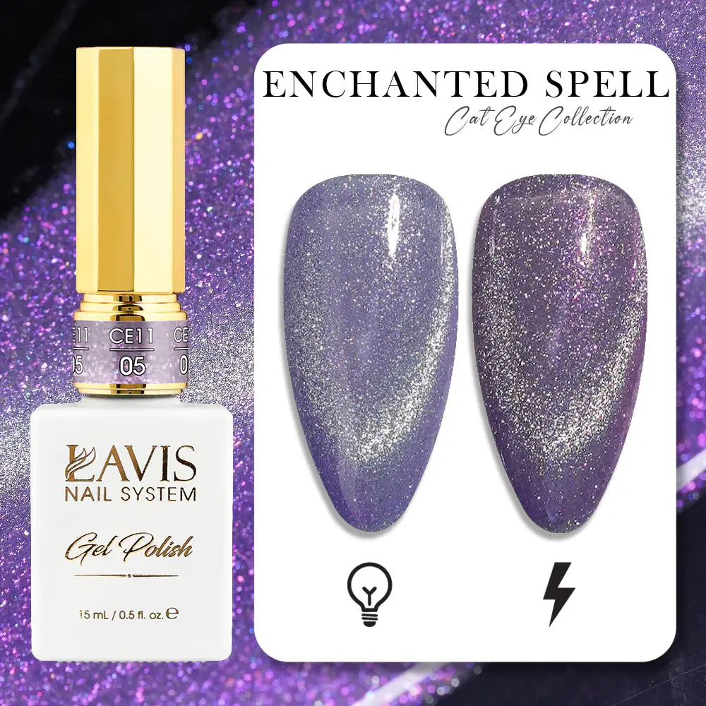 LAVIS Cat Eye Gel Nail Polish (0.5 oz) - Enchanted Spell Collection Single Item, Adults' Manicure Cosmetic for Nail Art, Gel Nails