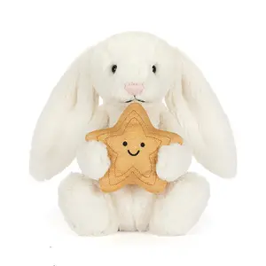 Jellycat Cream Bear Plush with Star & Jellycat Gift Bag – Super Soft Cute Teddy Bear Stuffed Animal, Sweet Gift for Kids, Babies, Baby Shower, Nursery Decor & Plush Collectors, US Stock
