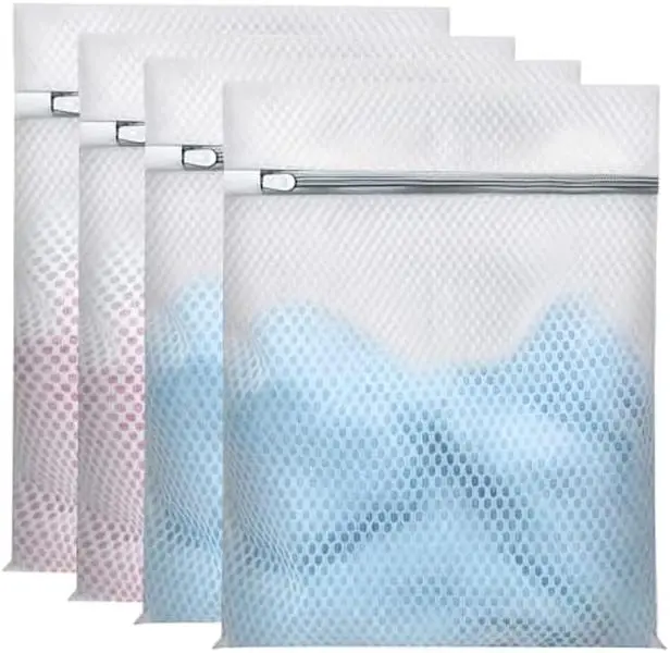 Laundry Bags Mesh Wash Bags for Delicates, Upgraded Honeycomb & Fine Mesh, Extra Durable with Sturdy Zippers, Protect Clothes in Washing Machine Essentials for Home, College & Dorm, 12 x 16 in 4-Pack