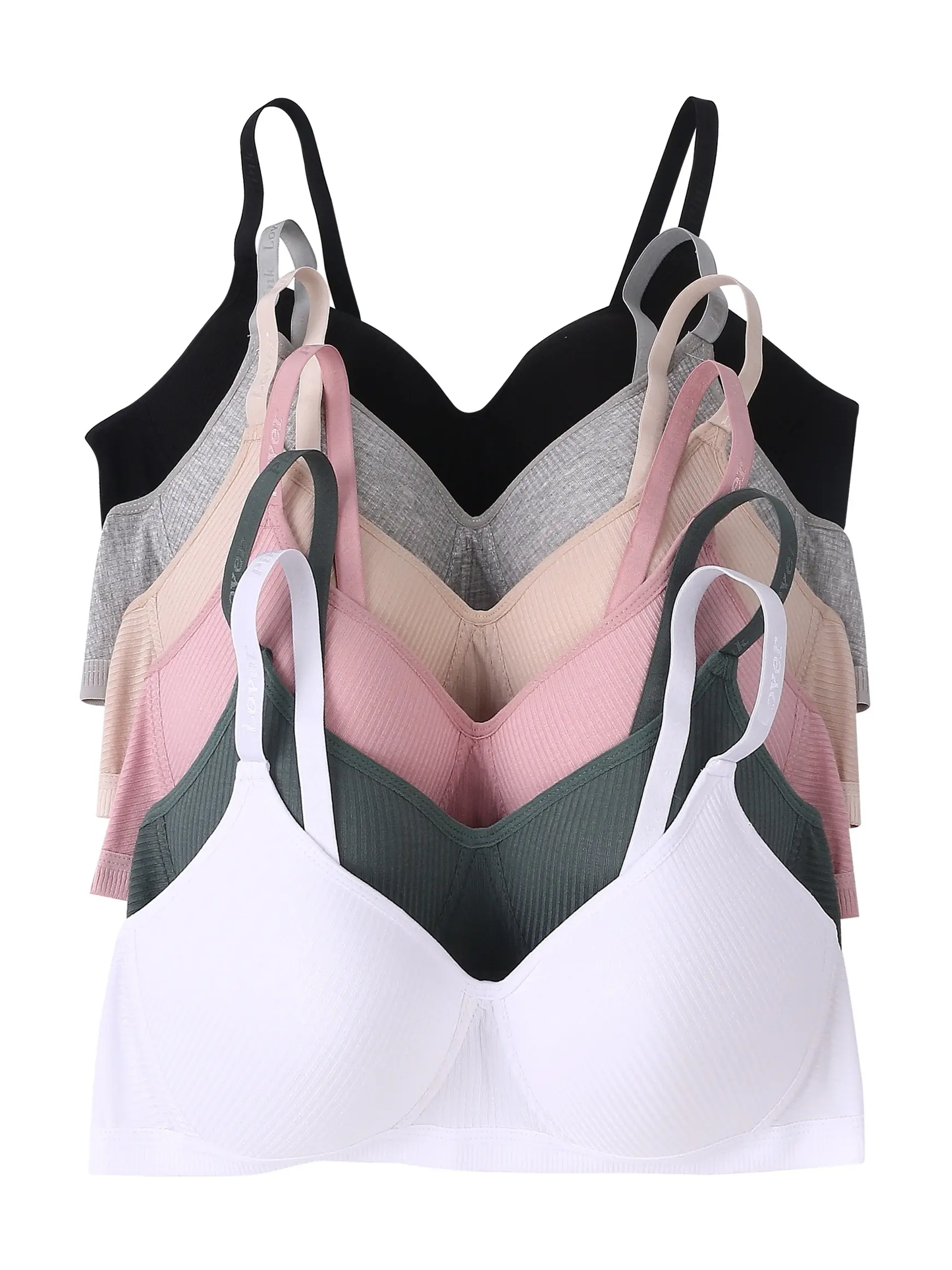 Women's 6 Pack Wireless Bras, No Wire Soft Comfort Bras