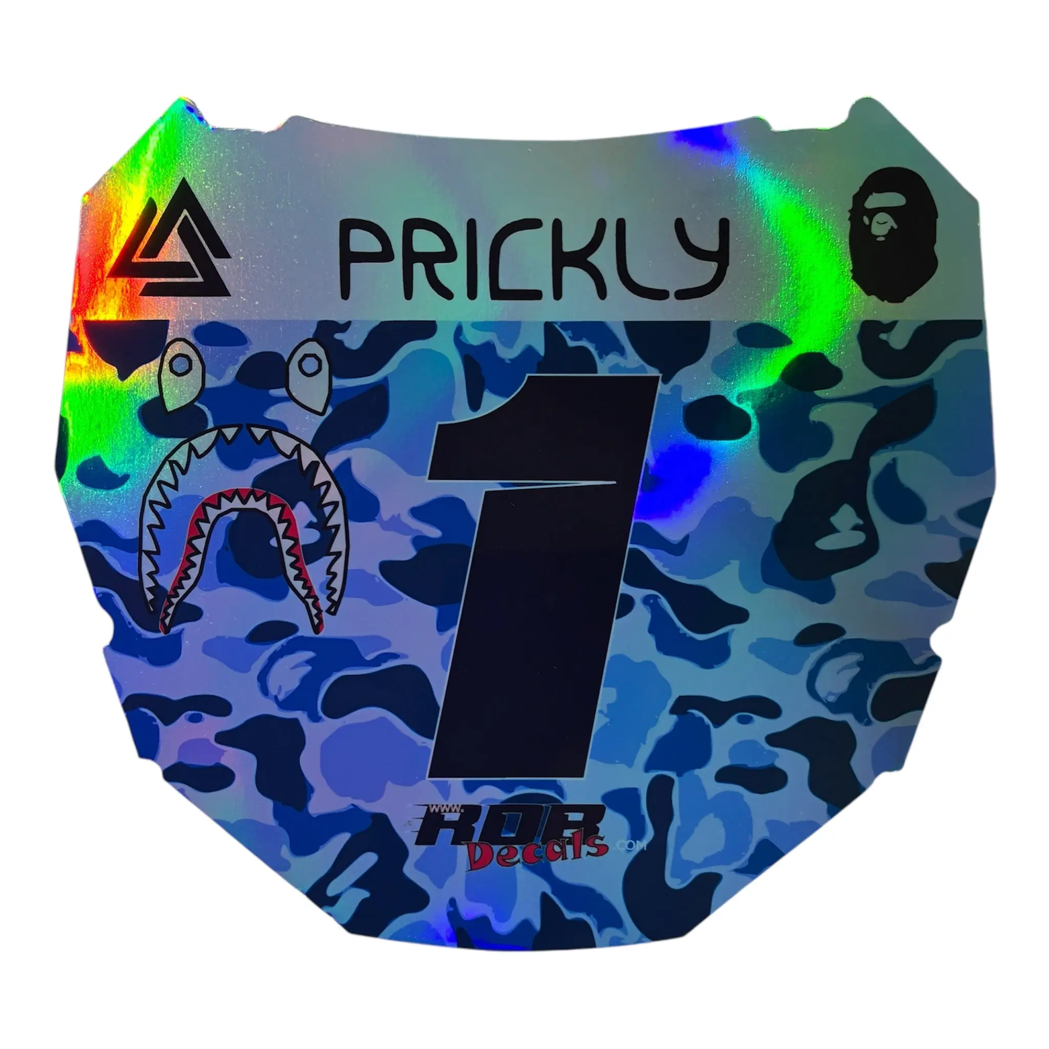 ODI Plate Decal — Blue Designer Camo (Holographic Chrome)