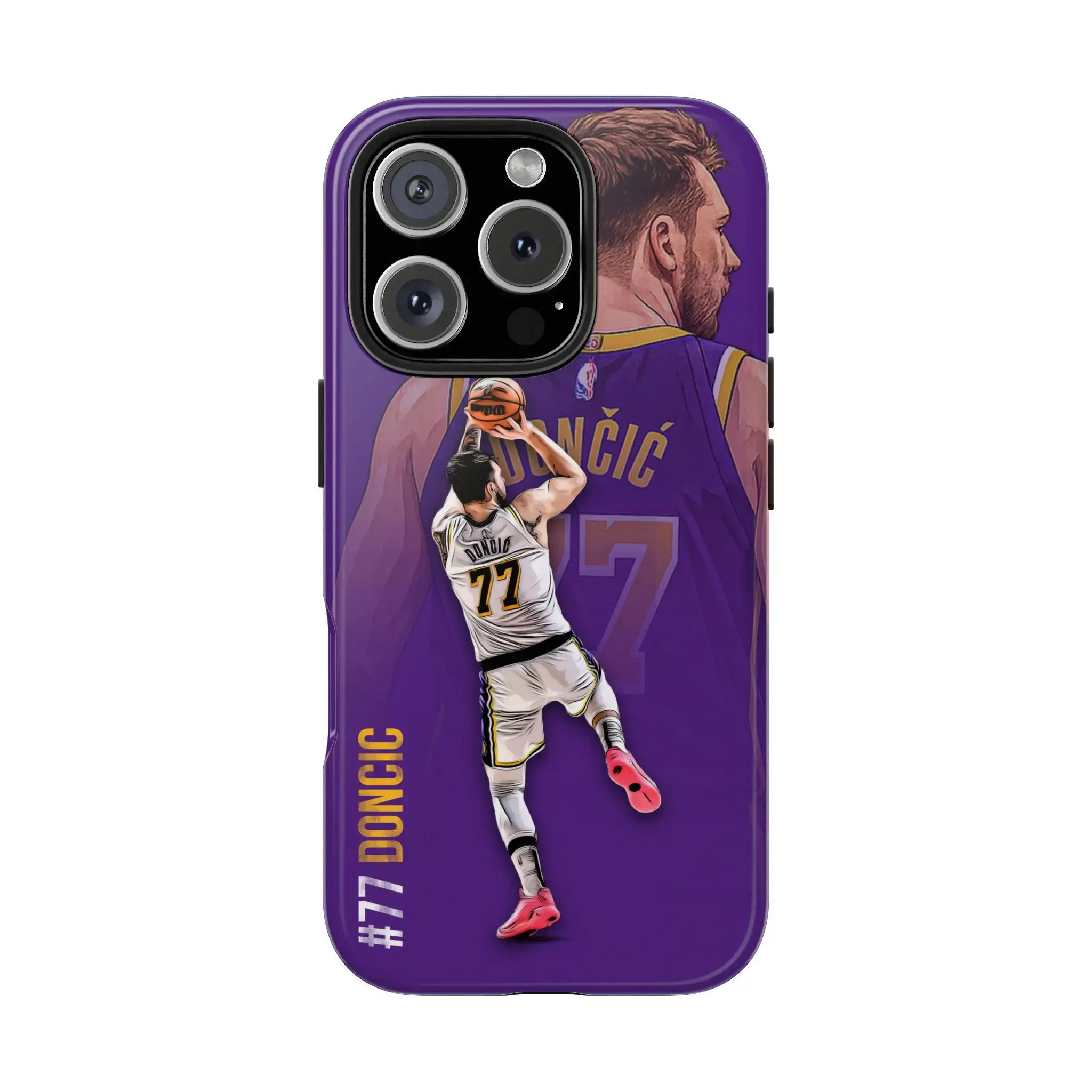 Basketball Sports Athlete Game Day Fan Merch Luka Doncic Lakers Graphic Art Tough Phone Case. Athletic Fan Aesthetic Rugged Shockproof Protective Cover For iPhone 17 Pro Max 16 Air 15 14 13 12 11.