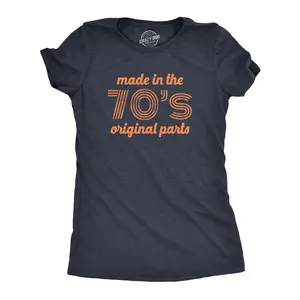 Womens Made In The 70s Original Parts T Shirt Funny Age Birthday Decade Graphic Tee Funny Womens T Shirts Cute Vintage Fashion Casual Ladies T-Shirt Gift Birthday Tops for Women Funny Vintage Top Women's Navy
