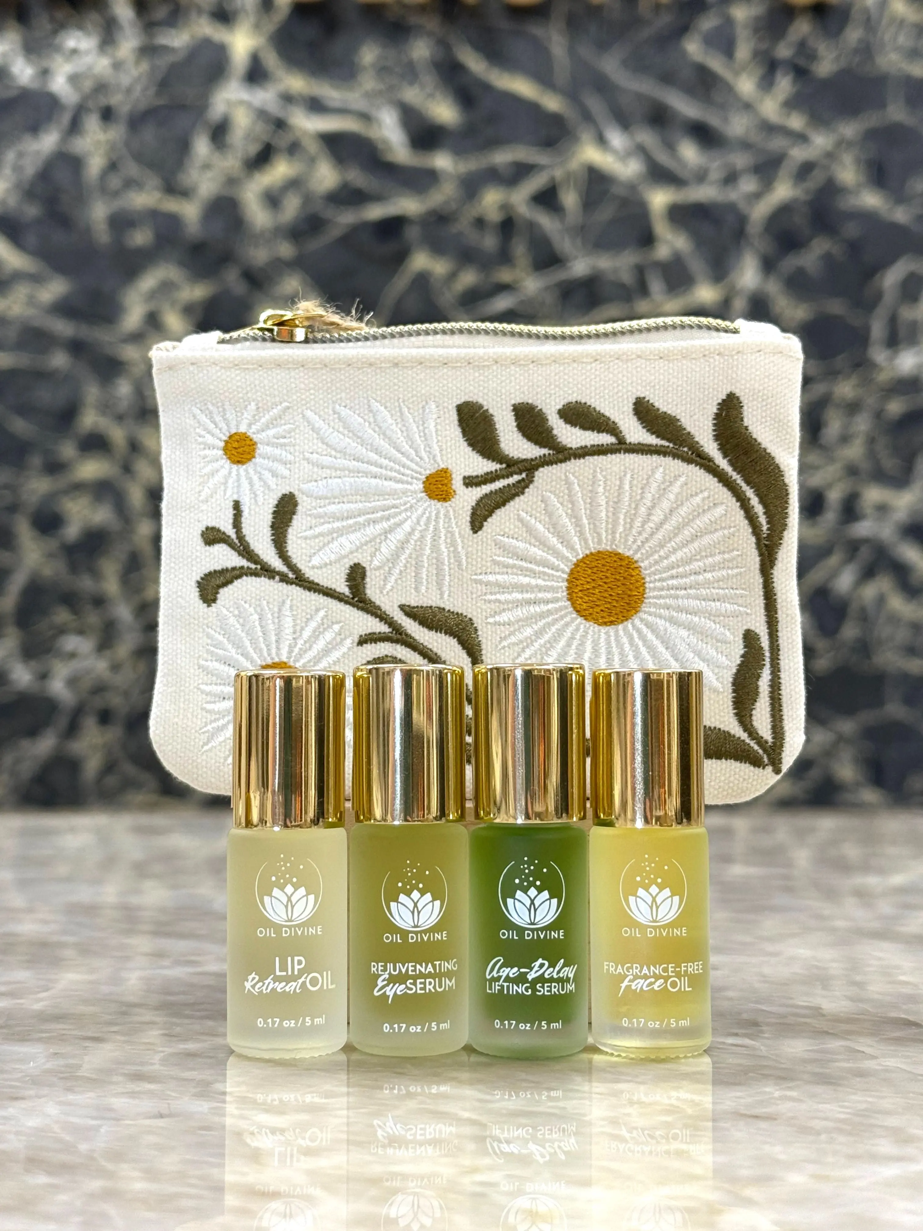 24k Gold 5ml Facial Rollers Set & Make-up Bag