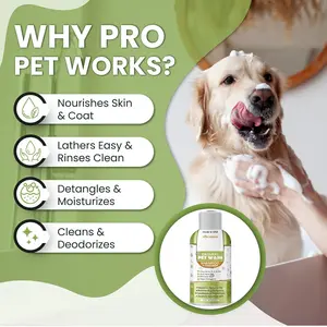 Dog Shampoo & Conditioner 17oz [USA] 5 in 1 Plant-Based Organic Sulfate-Free Soap-Free-Tearless Moisturizer for Dandruff Allergies & Itchy Dry Sensitive Skin-Puppy Grooming [Pro Pet Works]