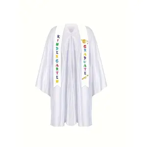 4count Set Children's Kindergarten and Elementary School Graduation Outfit, Children's Bachelor's Gown Graduation Phography Attire, Includes One Robe + One Shawl + One Cap + One Tassel, Costume for Boys and Girls, Chest Measurement Is for Reference