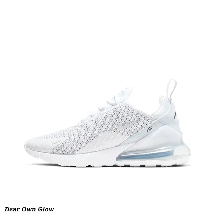 Fine woven mesh casual kicks solid pure white minimalist tone low-top integrated knit upper heel pull tab visible impact cushion toothed wear-resistant rubber sole with new shoe box daily commute street fashion light fitness