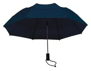 212 MAIN Quick Open GustBuster Metro Wind Resistant Portable Foldable Retractable Waterproof Umbrella - Navy, 43 in, Steel Hex Ribs with Steel Joints, Pinchless Design, Portable Foldable Umbrella, Wind Resistant Umbrella