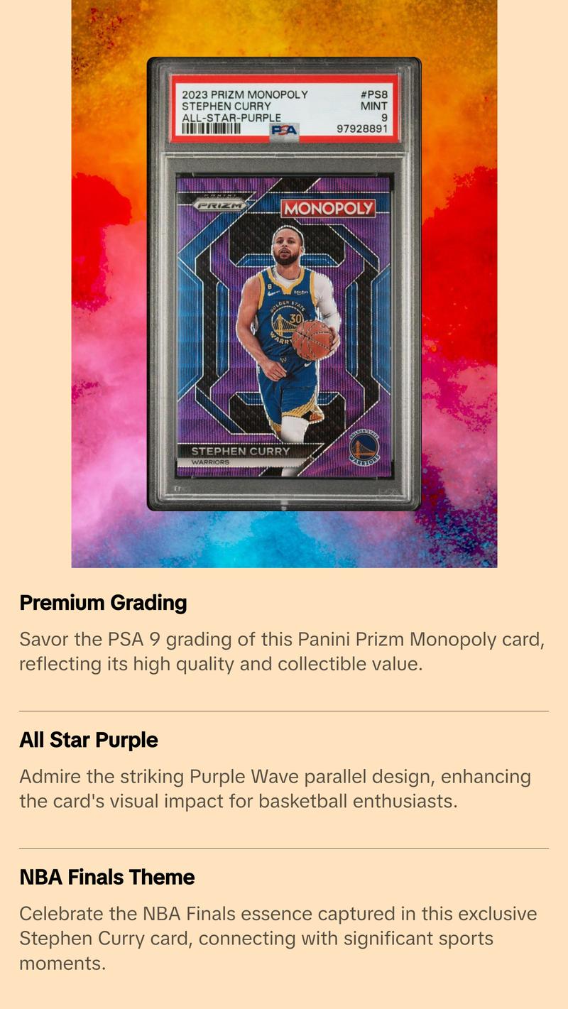 2023-24 Panini Prizm Monopoly - All Star-Purple #PS8 Stephen Curry - PSA 9