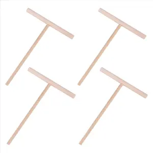 4Pcs T Shape Crepe Maker Pancake Batter Wooden Spreader Stick, Wooden Crepe Tools,Crepe Spreaders for Making Crepes