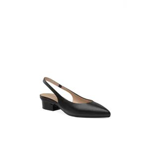 The Slingback - Coal Leather Flat
