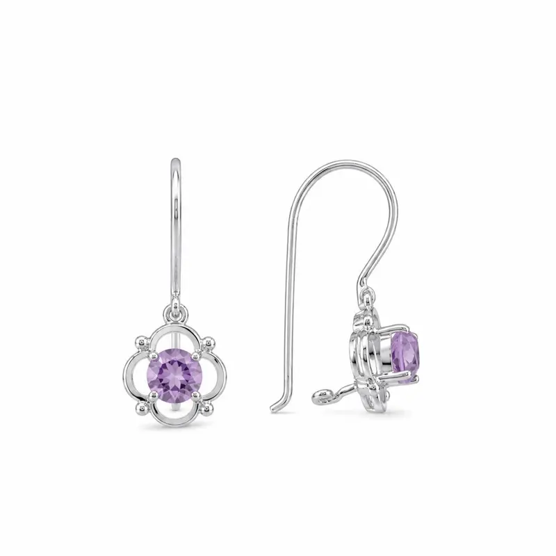 Lavender Rosette Dangle Earrings, Elegant Purple Flower Jewelry for Women, Stylish and Versatile for Daily Casual Wear