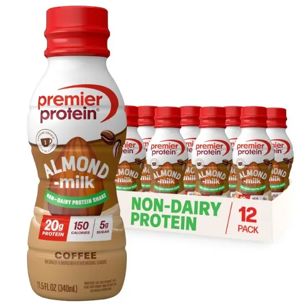 Non-Dairy Plant Based Almondmilk Protein Shake, Coffee – 20g Protein, 5g Sugar, Coffee Beverage for Energy, Gluten-Free, 11.5 Fl oz (12 Pack)