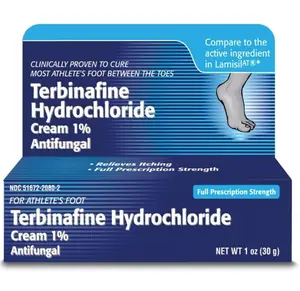 TARO Terbinafine Hydrochloride antifungal Cream 1% - Athletes Foot Cream Extra Strength, relieves itching & Burning, Cures Most Athlete's Foot, Jock Itch & Ringworm