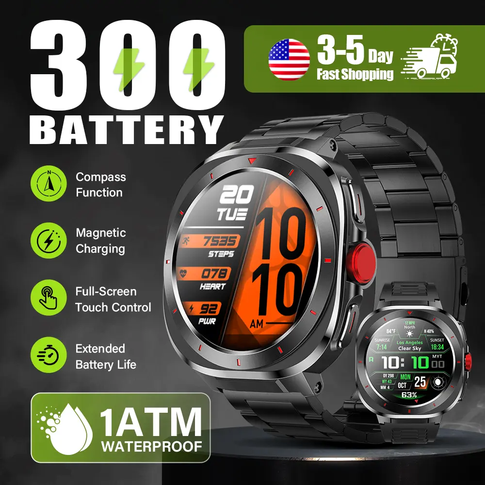 Adventure Smartwatch with 1.39” Ultra-Vivid HD Screen, 1ATM Waterproof, Compass, Bluetooth Calling, Outdoor Fitness & Daily Wearable for iOS Android