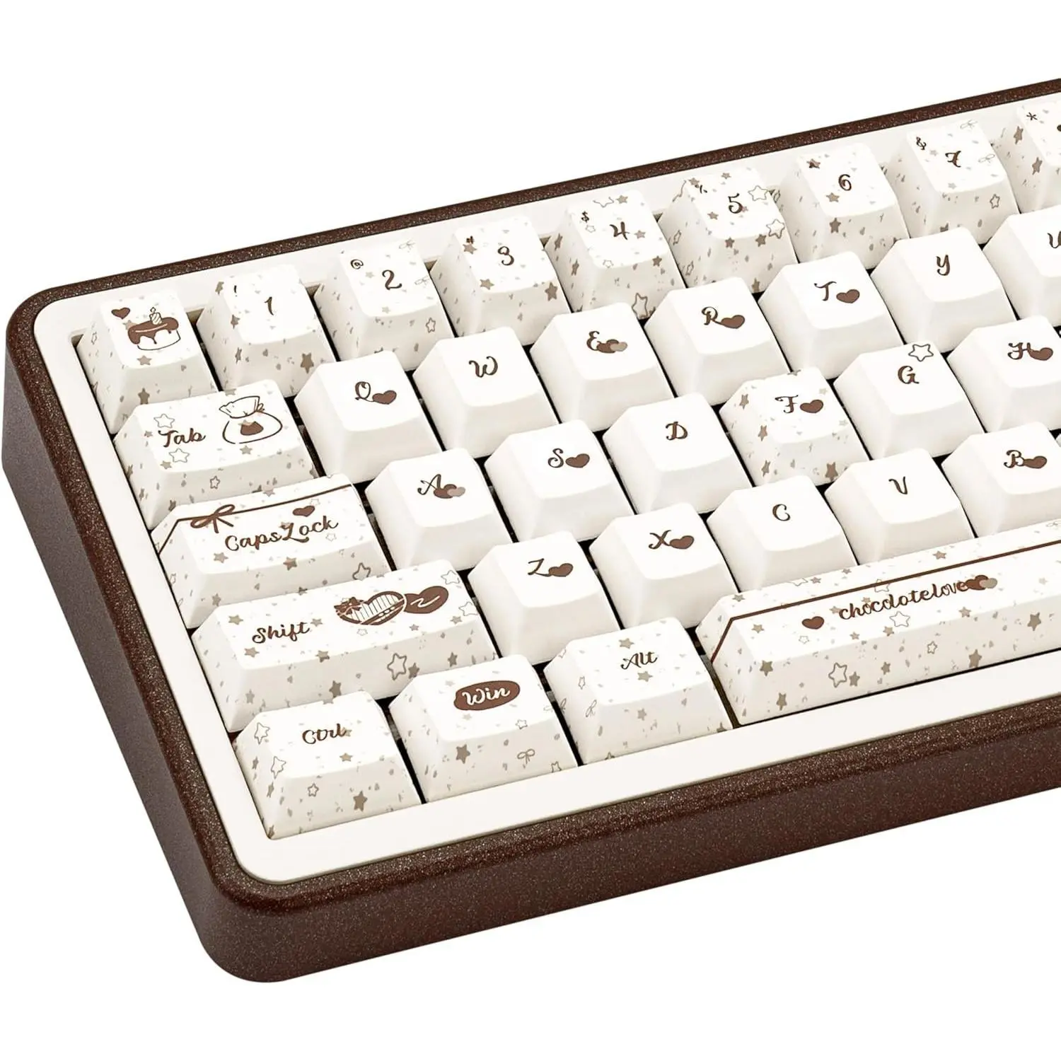 PBT keyboard Keycaps, Chocolate Keycaps 60 65 75 100 Percent, Cute Key caps Dye Sub, Custom 145 Keys Cherry Profile for 61/68/84/87/98/100 Cherry Gateron MX Mechanical, White
